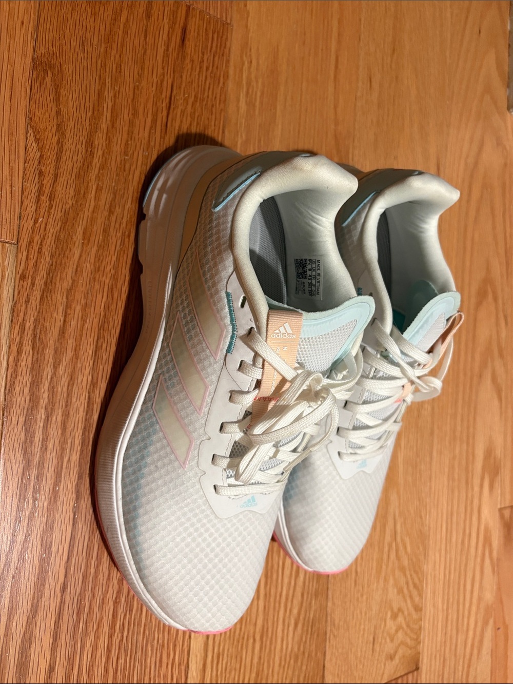 adidas Women's Cream Running Sneakers with Pastel Pink & Mint Accents
